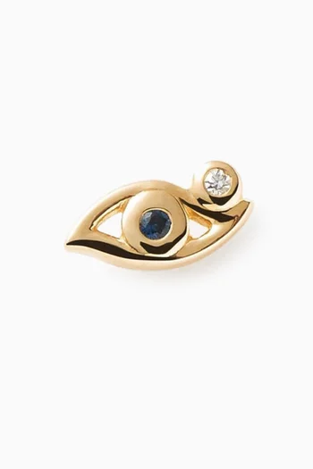 Eye Diamond & Sapphire Single Stud Earring in 14kt Recycled Gold