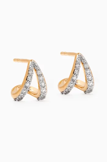 Diamond Wishbone Earrings in 14kt Recycled Gold