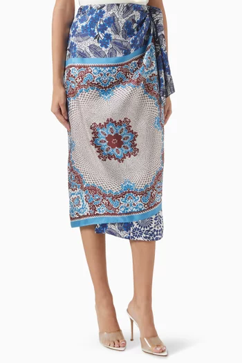 Sarong-style Nuevo Midi Skirt in Silk