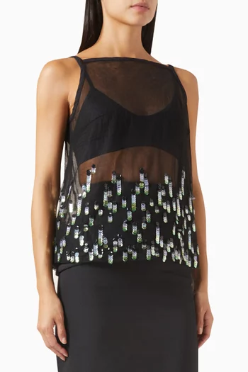 Pailette Embellished Top in Tulle