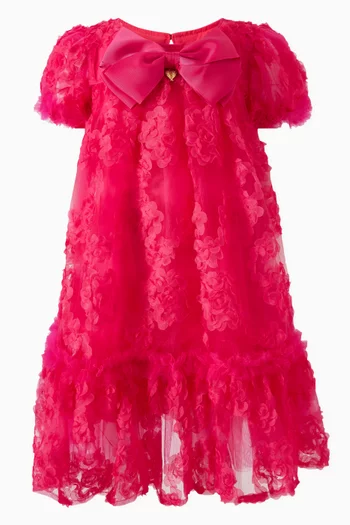 Marta Floral-applique Dress in Tulle