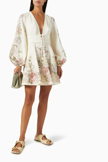 Waverly Plunge Mini Dress in Linen