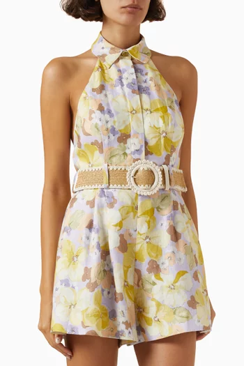 Pop Halterneck Playsuit in Linen