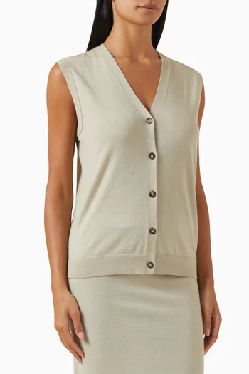 Buttoned Vest in Merino Silk-blend