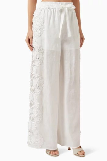 Halliday Lace-flower Pants in Linen