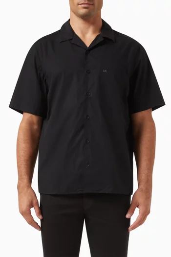 Cuban Collar Shirt in Cotton-poplin