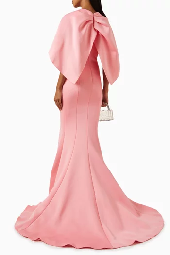 Cape-sleeve Gown in Scuba