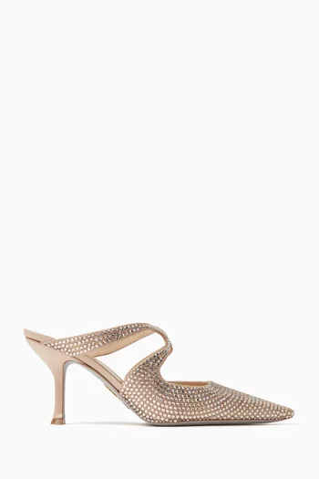 80 Crystal-embellished Mules in Satin