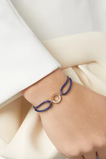 سوار فول مون بتصميم خيط مزين بالماس ذهب وردي عيار 18