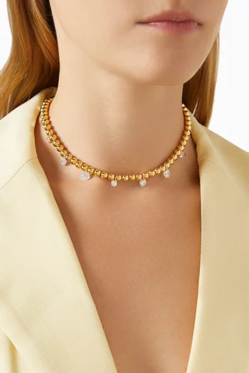 Cubic Zirconia Beaded Necklace in Sterling Silver