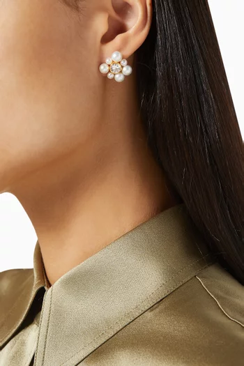 Pearl & Cubic Zirconia Stud Earrings in 18kt Gold-plated Sterling Silver