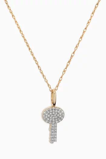 Sweet Home Diamond Pavé Key Necklace in 14kt Gold