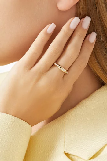 Diamond Top Stitch Band Ring in 14kt Gold