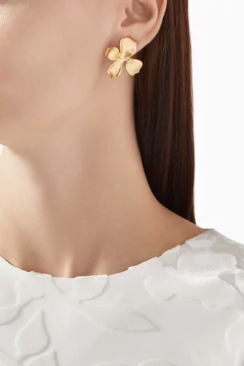 Statement Flower Stud Earrings in 14kt Gold-plated Brass