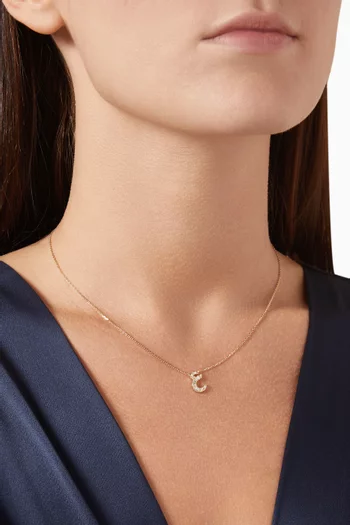 XS Oula Arabic Letter '3ein' Diamond Pendant Necklace in 18kt Gold
