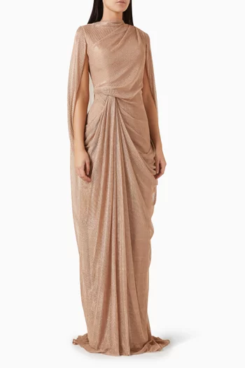 Long Draped Dress in Tulle
