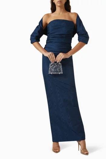 Printed Strapless Gown & Shrug in Mikado Fabric