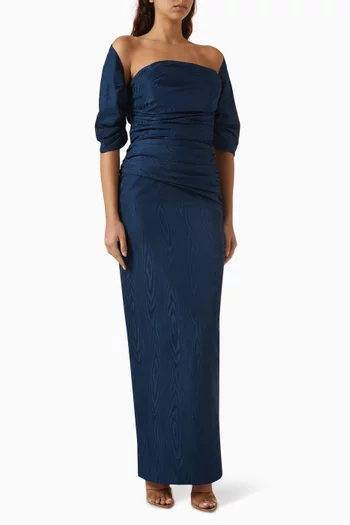 Printed Strapless Gown & Shrug in Mikado Fabric
