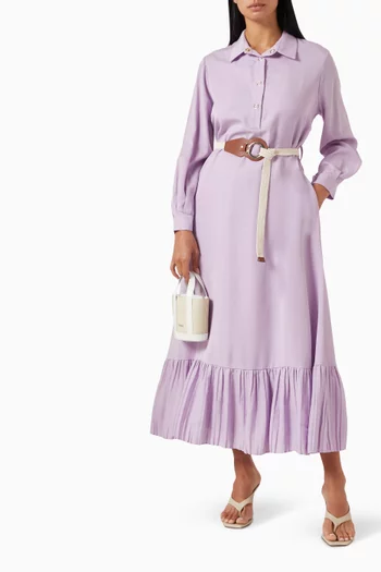 Pleated-hem Shirt Dress