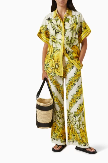 Gisela Oversized Printed Shirt in Linen