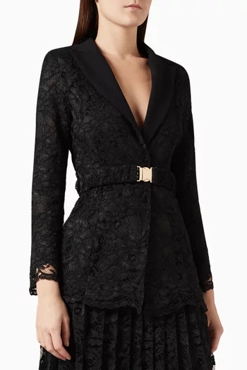 Belted Blazer in Floral Lace