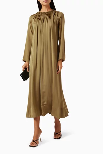 Braided-neckline Midi Dress
