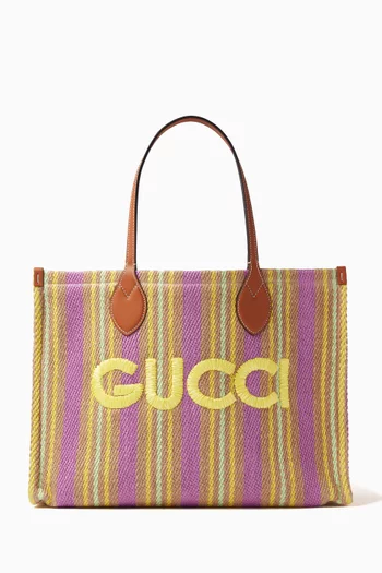 Medium Gucci Patch Tote Bag in Jute