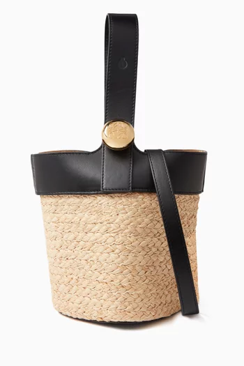 Mini Pebble Bucket Bag in Grained Calfskin