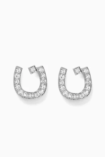 Arabic Initial "N" Diamond Stud Earrings in 18kt White Gold