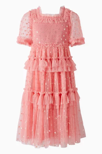 Polka Dot Smocked Dress in Recycled Polyester