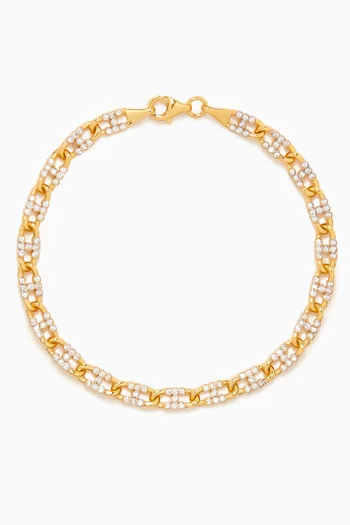 Crystal Chain Bracelet in 24kt Gold-plated Sterling Silver