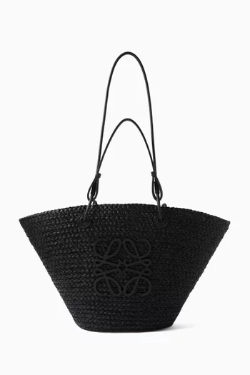 Medium Anagram Basket Bag in Iraca Palm & Calfskin