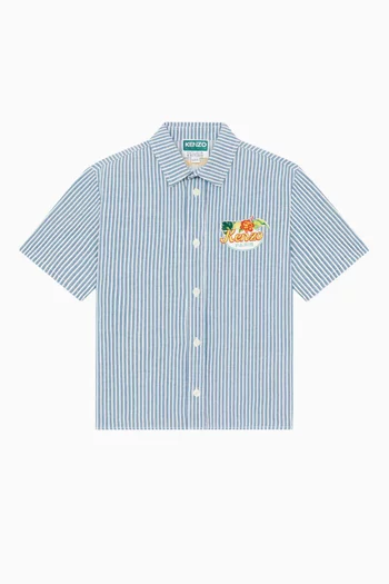 Striped Graphic Logo Shirt in Cotton Blend