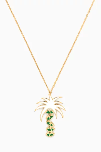 Palm Tree & Five Eyes Necklace in 18kt Gold