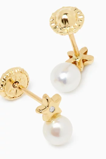 Star Pearl Diamond Earrings
