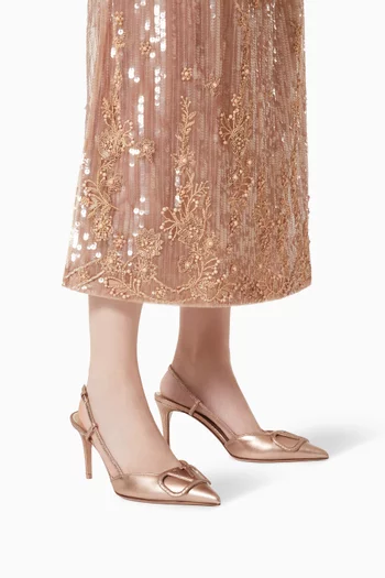 Valentino Garavani VLOGO Slingback Pumps in Metallic Leather
