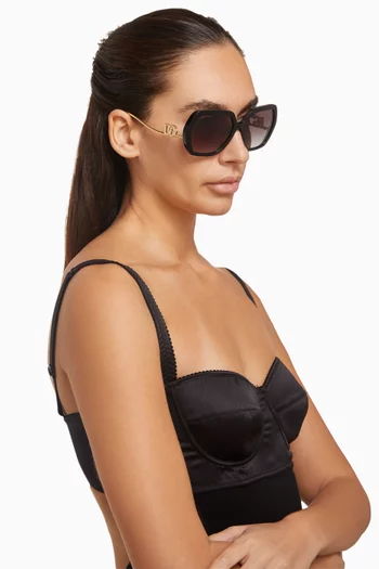 نظارة شمسية أسيتات ومعدن بتصميم مربع