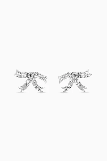 Solange Crystal Bow Studs in Recycled Silver