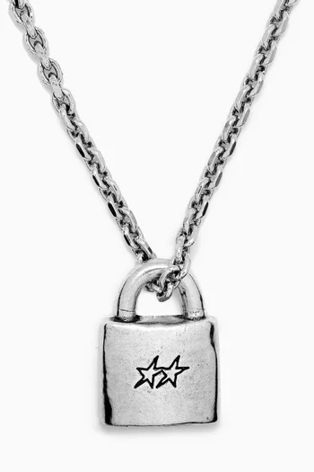 Icon Locker Necklace in Silver-plated Brass