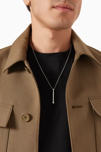 Arabic Letter "Alef"Diamond Pendant Necklace in Sterling Silver