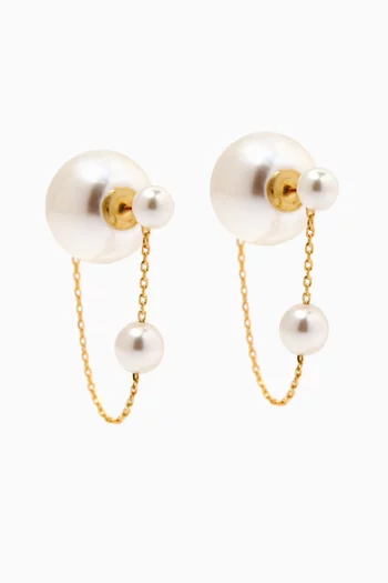 Pearl Chain Front to Back Earrings in Gold-vermeil