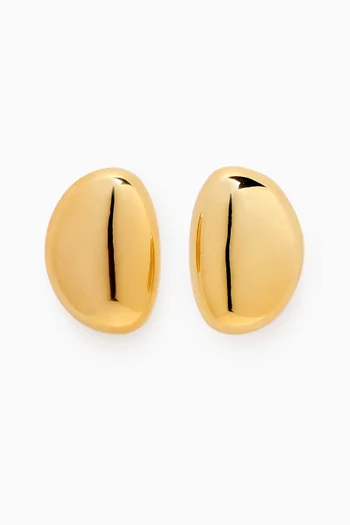 Sculptured Bean Earrings in Gold-plated Brass