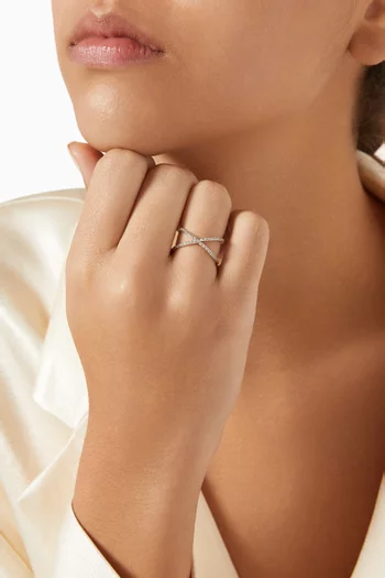 Criss-cross Ring in Silver-tone Brass