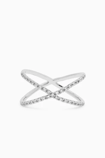 Criss-cross Ring in Silver-tone Brass