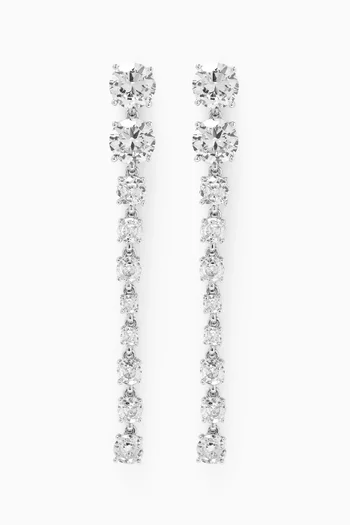 CZ Round-cut Drop Earrings in Rhodium-plated Brass