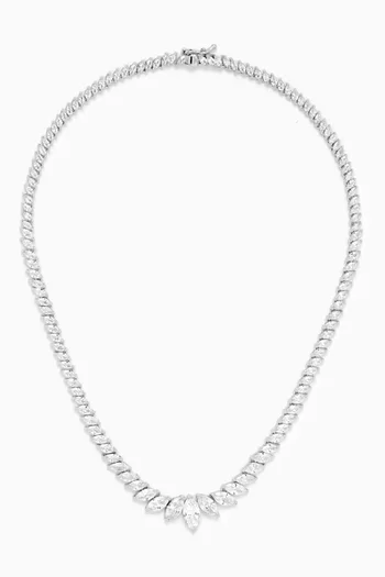 Graduated Marquis Necklace in Rhodium-plated Brass