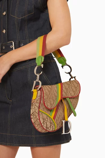 Galliano Rasta-print Saddle Bag in Canvas & Leather