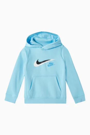 كنزة بغطاء رأس وطبعة شعار الماركة صوف من تشكيلة الملابس الرياضية