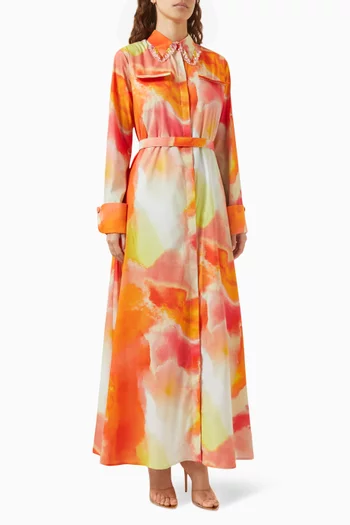 Seul Belted Maxi Dress in Crepe