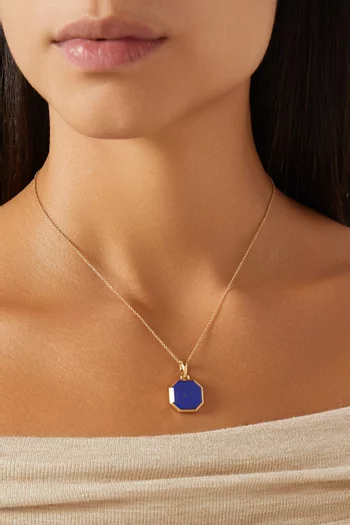 Faceted Lapis Stone Amulet Pendant in 18kt Gold